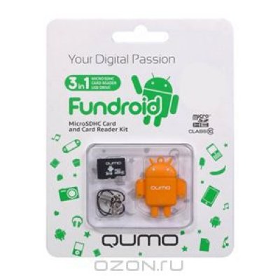   QUMO microSDHC Class 10 16GB + /USB  Fundroid, Orange