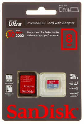    SanDisk Ultra (SDSDQUIN-008G-G4) microSDHC Memory Card 8Gb Class10 UHS-I U1+microSD--)S
