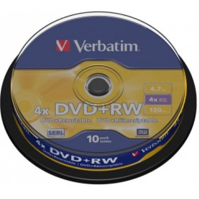     DVD+RW Verbatim 4.7  4x cake box ( 43488 ) 10 .