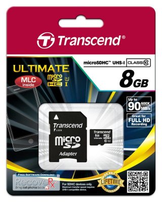  Transcend microSDHC Class 10 UHS-I 300x 8GB     (TS8GUSDU1)