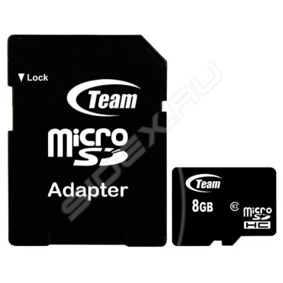     Team microSDHC Class 10 8GB + SD adapter (TM08GMCSDHC101A)