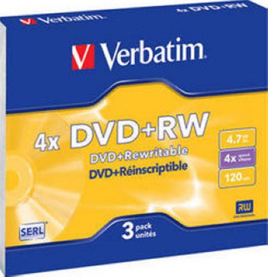     DVD+RW Verbatim 4.7  4x slim case ( 43636 ) 3 .