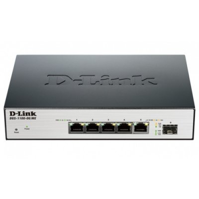 Товар почтой Коммутатор D-Link Switch DGS-1100-06/ME/A1B 5 ports Switch Ethernet 10/100/1000 Mbps/+ 1 port SFP