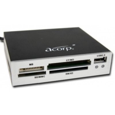     Acorp CRIP200-S USB2.0 (all-in-1, + USB port) Internal silver (CRIP200-S)(td widt