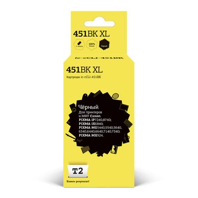   T2 IC-CCLI-451BK XL ( Canon CLI-451Bk)  Canon PIXMA iP7240/MG5440/6340/MX924 Black