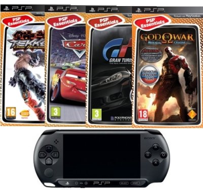     Sony PlayStation Portable E1008 Slim Base Pack Black + God of War:  