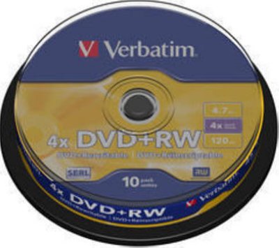    DVD+RW 4.7Gb Verbatim 4x 10  Cake Box (43488)