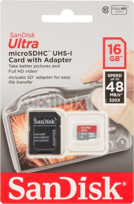     Sandisk MicroSD 16Gb Class 10 Ultra RUS   / SDSDQL-016G-R35