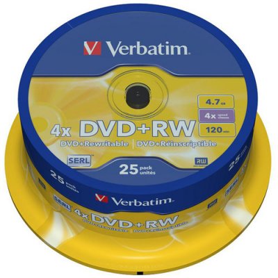   - Verbatim DVD+RW 4.7  4x 25 . Pack Spindle (43489)