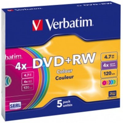     Verbatim DVD+RW 4,7Gb 4x Color Slim Case 5P