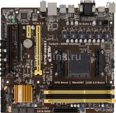     Asus A55BM-PLUS Socket-FM2+ AMD A55 DDR3 mATX AC`97 8ch(7.1) GbLAN SATA2 RAID VGA+
