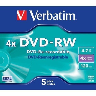   - Verbatim DVD+RW 4.7  4x 3 . Branded Jewel Case (43636)
