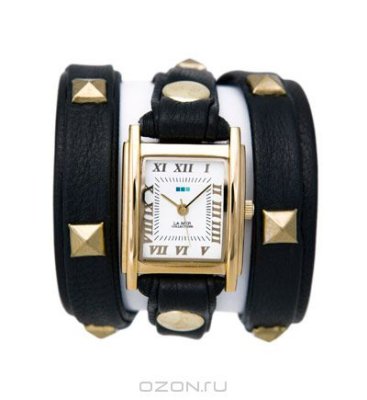      La Mer Collections "Pyramid Stud Black Gold". LMLW1010A