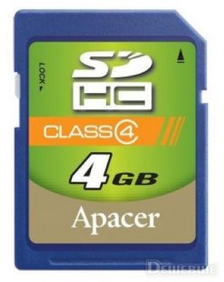   4Gb   SecureDigital (SDHC) Apacer Class 4 (AP4GSDHC4-R)