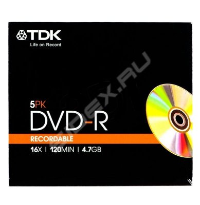    TDK DVD-R 4.7Gb 16x Slim Jewel Case (5 ) (t19419)
