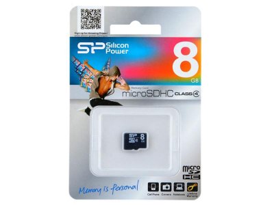     MicroSD 8Gb Silicon Power (SP008GBSTH004V10-SP) Class 4 microSDHC + Adapter