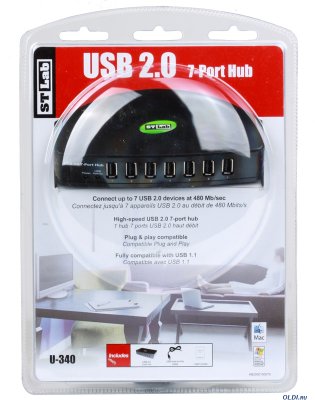    USB2.0 HUB ST-Lab U-340 7 Ports, Black, P/a, Ret
