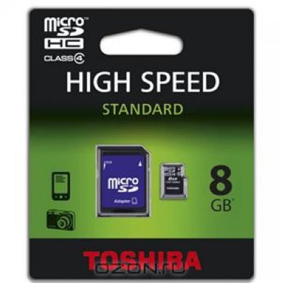   Toshiba microSDHC class 4 8GB + SD  (SD-C08GJ(BL5A)