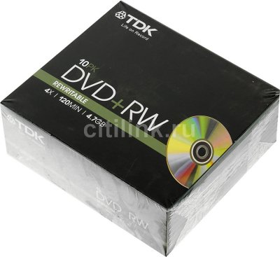   DVD+RW TDK 4.7 , 4x, 10 ., Slim Case, (DVD+RW47SCNEB10),  DVD 