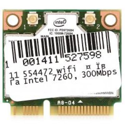   Intel (7260HMWBN) Intel Wireless-N 7260 mini PCI-E WiFi b/g/n + BT4.0 (OEM) + 2  (39970)