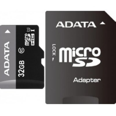     MicroSD 32Gb A-DATA microSDHC Class 10 UHS-I (AUSDH32GUICL10-RA1) + adapter