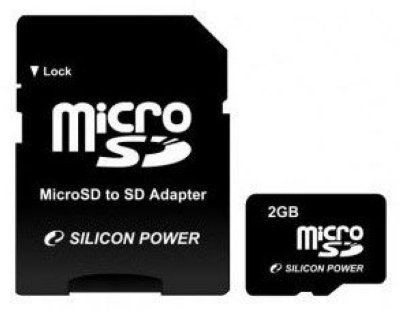     Silicon Power (SP032GBSTH004V10-SP) MicroSDHC Memory Card 32Gb Class4 + microSD--)SD Ad