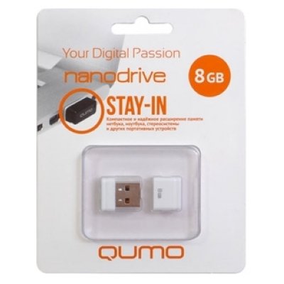    Qumo Nanodrive (QM8GUD-NANO-W) USB2.0 Flash Drive 8Gb (RTL)