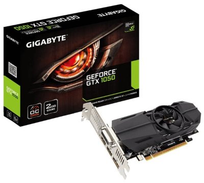    GIGABYTE GeForce GTX 1050 1392Mhz PCI-E 3.0 2048Mb 7008Mhz 128 bit DVI 2xHDMI HDCP OC Low