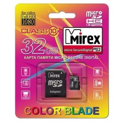     Mirex microSDHC Class 10 32GB + SD adapter