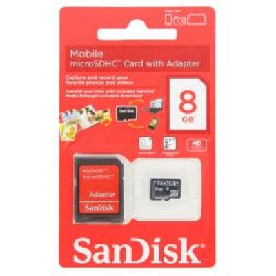     MicroSD 8Gb SanDisk (SDSDQM-008G-B35A) Class 4 microSDHC + adapter