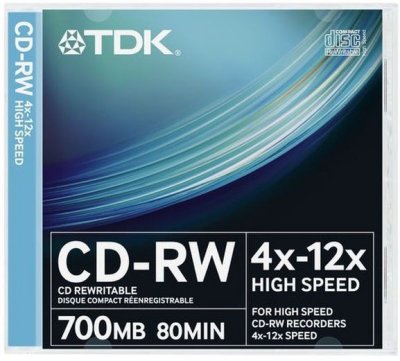     TDK CD-RW 700Mb 12x Slim Case 5P