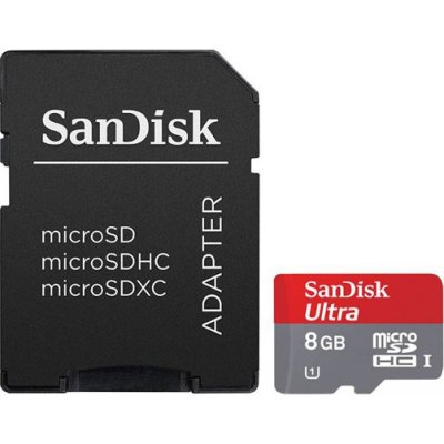     micro SDHC 8GB Sandisk Ultra Class 10 UHS-I + ADP 30MB/s