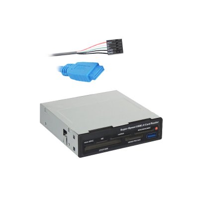   Ginzzu GR-166UB -  3.5" Black (USB 3.0,SDXC/SD/SDHC/MMC +CFI/CFII +MS +xD +microS