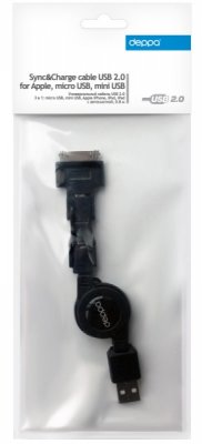     Deppa USB 2.0  micro USB/mini USB/iPhone/iPod/iPad , 0,8 