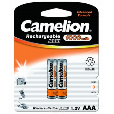   Camelion AAA-1000mAh Ni-Mh BL-2 (NH-AAA1000BP2) , 1.2 