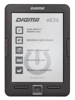     Digma E634 6" E-Ink 800x600 600MHz 128Mb, 4Gb, microSDHC 