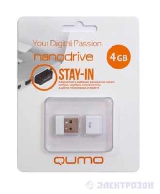    Qumo Nanodrive (QM4GUD-NANO-W) USB2.0 Flash Drive 4Gb (RTL)