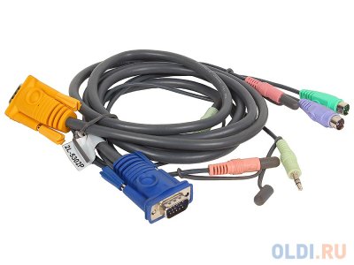   ATEN KVM Cable 2L-5302P   KVM: 2*PS/2(m)+DB15(m)+2*Audio (PC) -- SPHD15(m)+2*Audio (KVM),