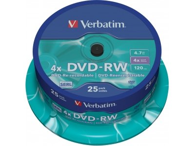   - Verbatim DVD-RW 4.7  4x 25 . Pack Spindle (43639)