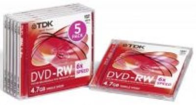   DVD-RW TDK 4.7 , 6x, 5 ., Jewel Case, (DVD-RW47ED5-D),  DVD 