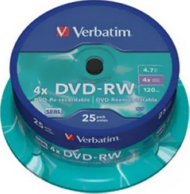    DVD-RW 4.7Gb Verbatim 4x 25  Cake Box (43639)