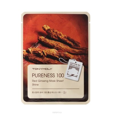   TonyMoly       Pureness 100 Red Ginseng Mask Sheet, 21 