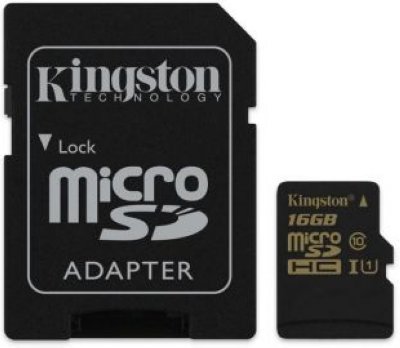     Kingston (SDCA10/16GB) (microSDHC) Memory Card 16G UHS-I U1 microSD--)SD Adapter