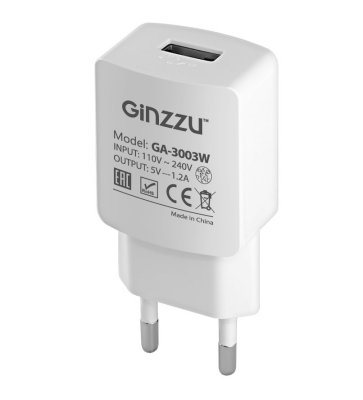     Ginzzu USB 1.2A White GA-3003W