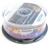   DVD-R Philips 4.7 , 16x, 25 ., Cake Box,  DVD 