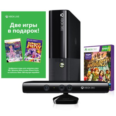     Microsoft XBox 360 S 4Gb (S4G-00197)  KINECT + Kinect Adventures + Dance Central