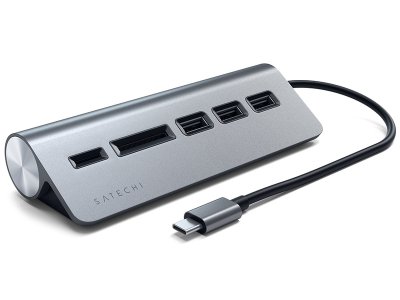    USB Satechi Aluminum Type-C - USB 3.0 Hub & Micro/SD Card Reader Grey ST-TCHCRM