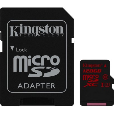     Kingston microSDXC 128Gb Class 10 UHS-I U3 + ADP (90/80 Mb/s)