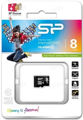     MicroSD 8Gb Silicon Power (SP008GBSTH010V10-SP) Class 10 microSDHC + Adapter