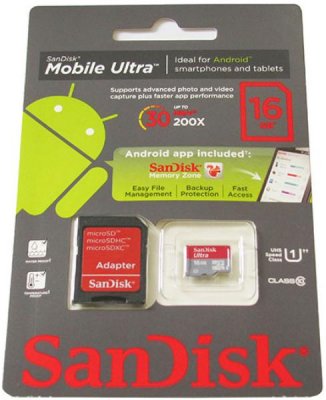     SanDisk Ultra (SDSDQUIN-016G-G4) microSDHC Memory Card 16Gb Class10 UHS-I U1+ microSD--